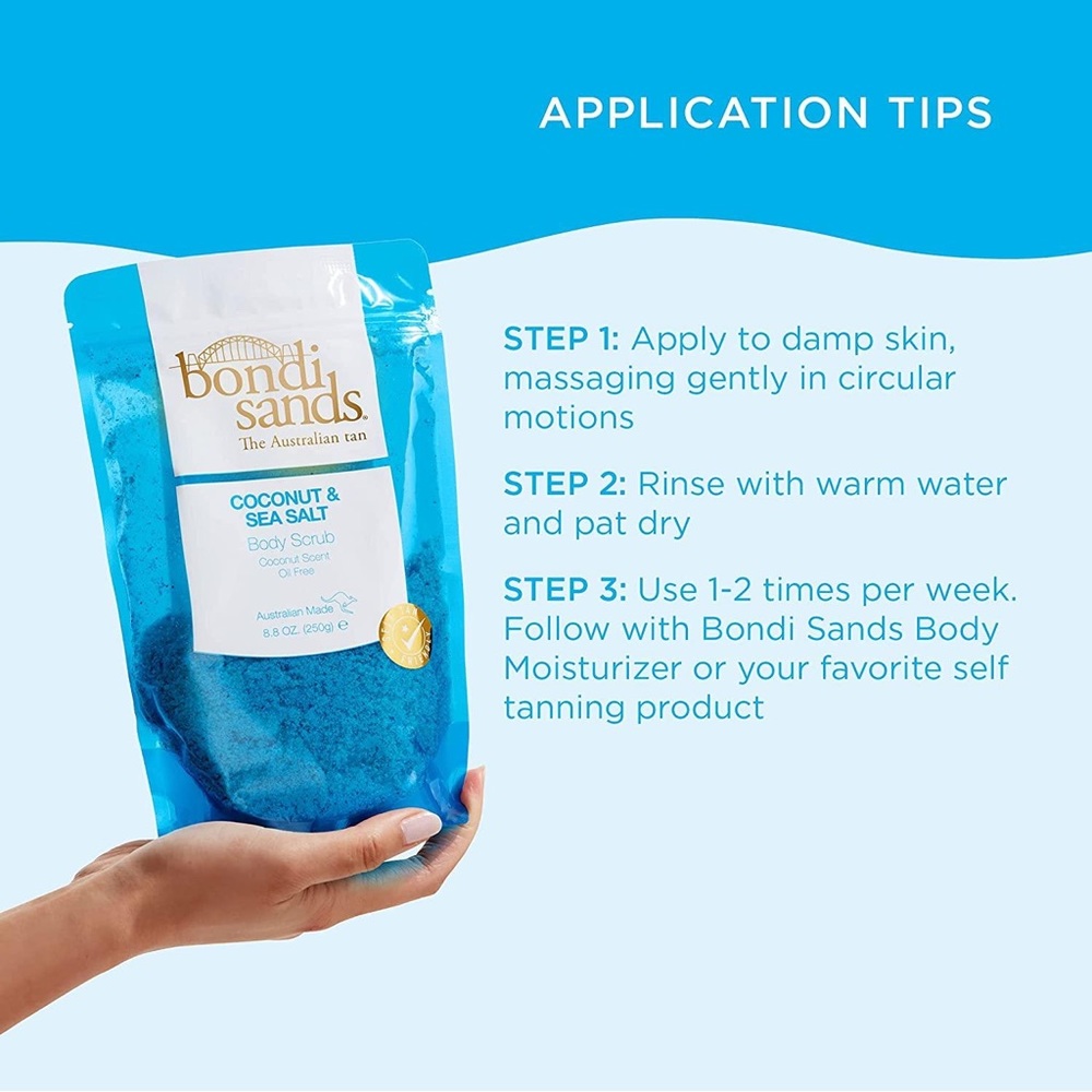 Bondi Sands Coconut & Sea Salt Body Scrub 8.8oz Vegan Self Tan Prep - Picture 5 of 5